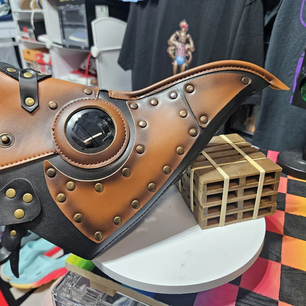 Steampunk Brown and Black Plague Doctor Mask Cosplay